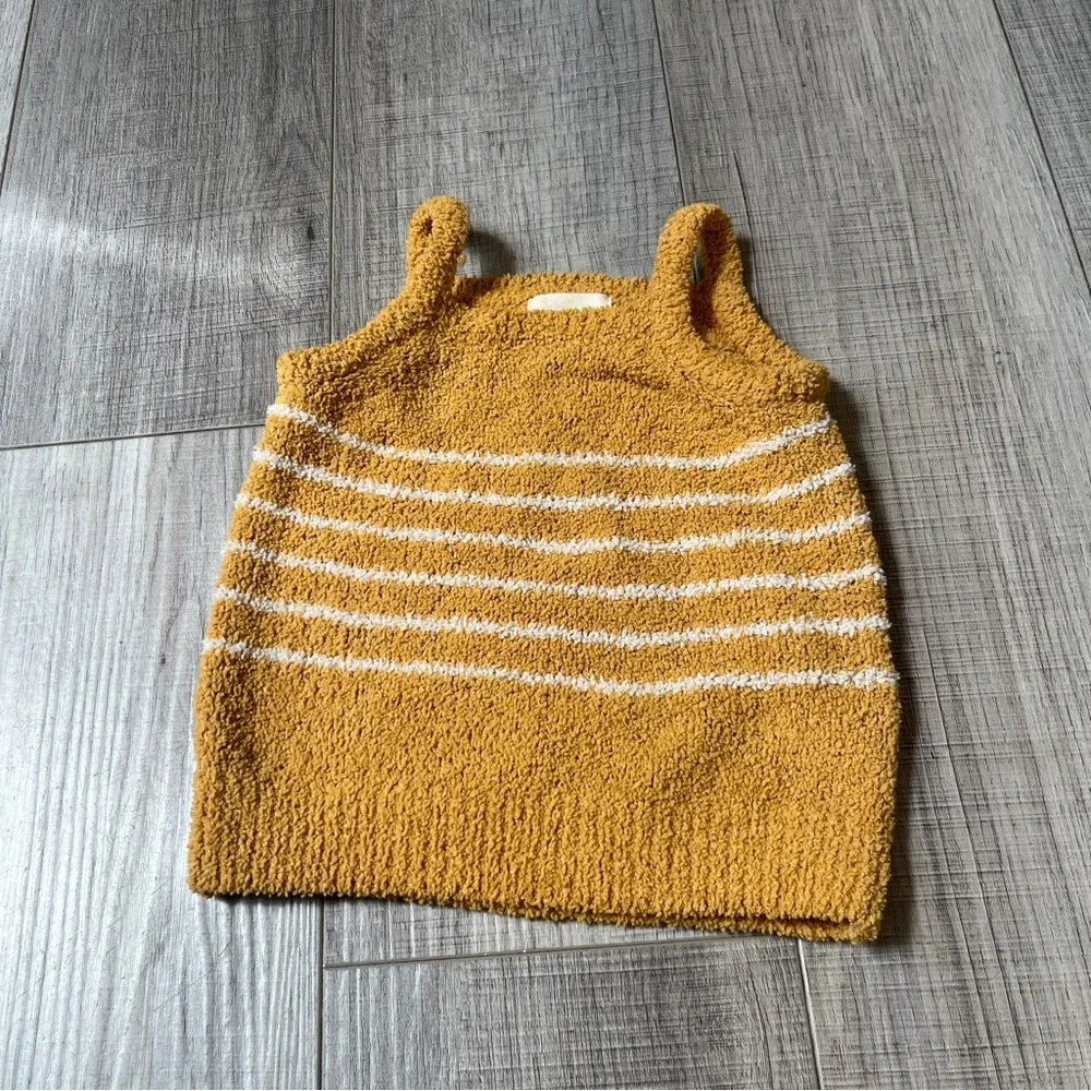 Two-Piece Cozy Soft Camisole Set - Pink & Yellow Stripes (Fuzzy & Comfortable)
